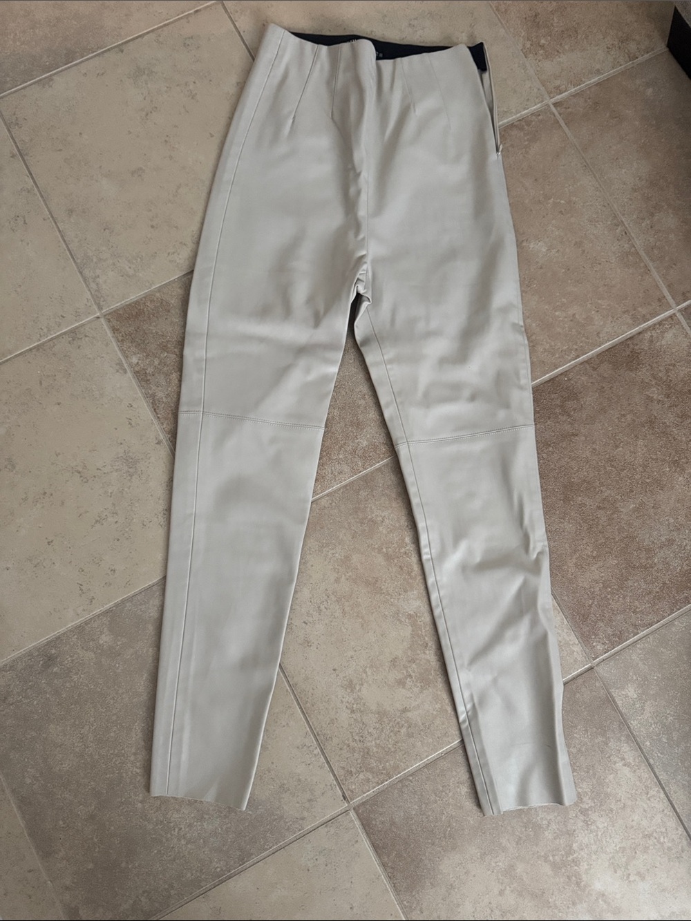 Beige leather leggings